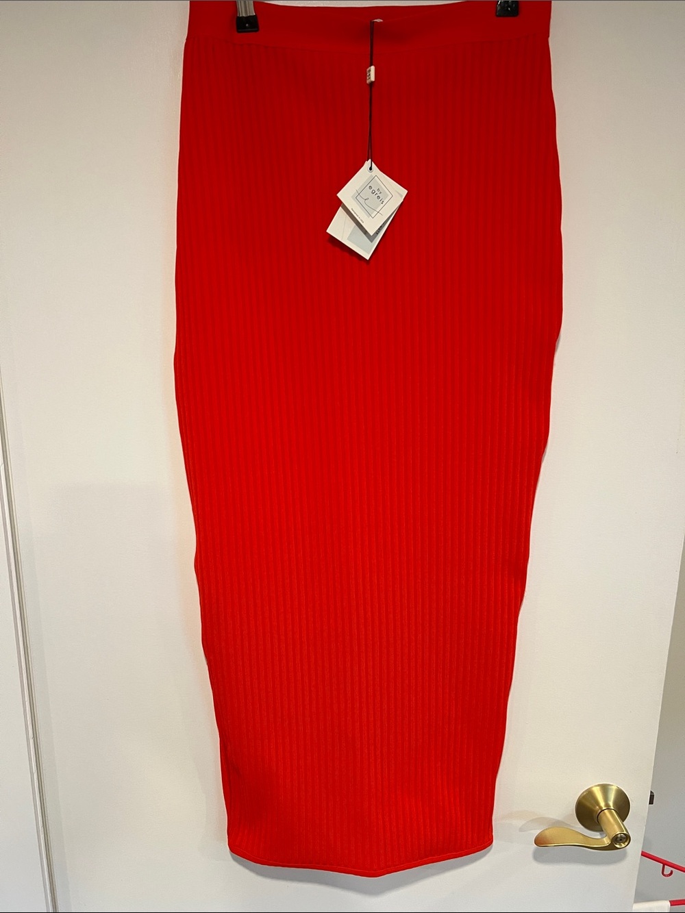byEgreis NWTs Red Ribbed Ankle Pencil Skirt - Women - M
